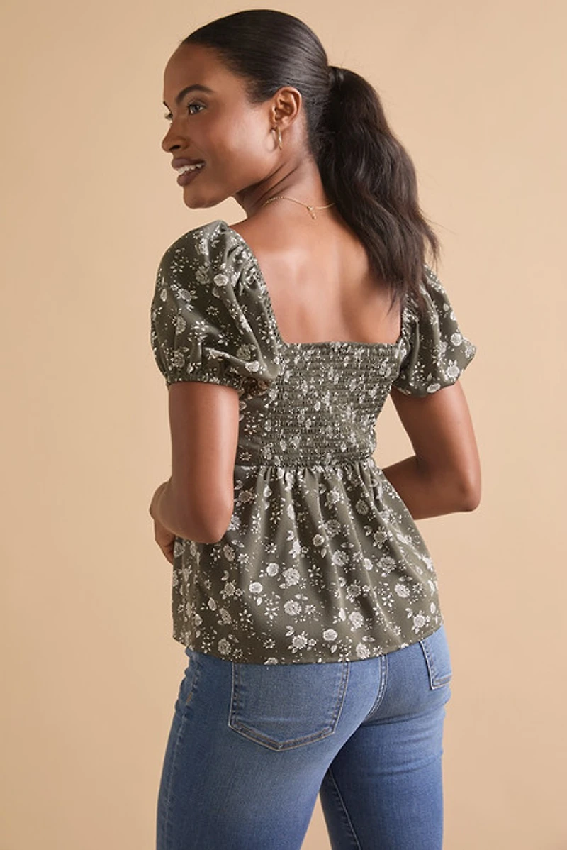 Lily Cinch Front Floral Blouse