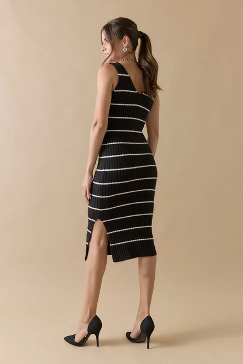 Nela Striped Midi Dress