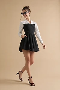 Amy Twofer Long Sleeve Shirt Top Mini Dress