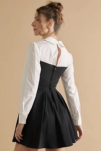 Amy Twofer Long Sleeve Shirt Top Mini Dress
