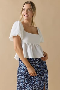 Vivian Square Neck Bow Back Blouse