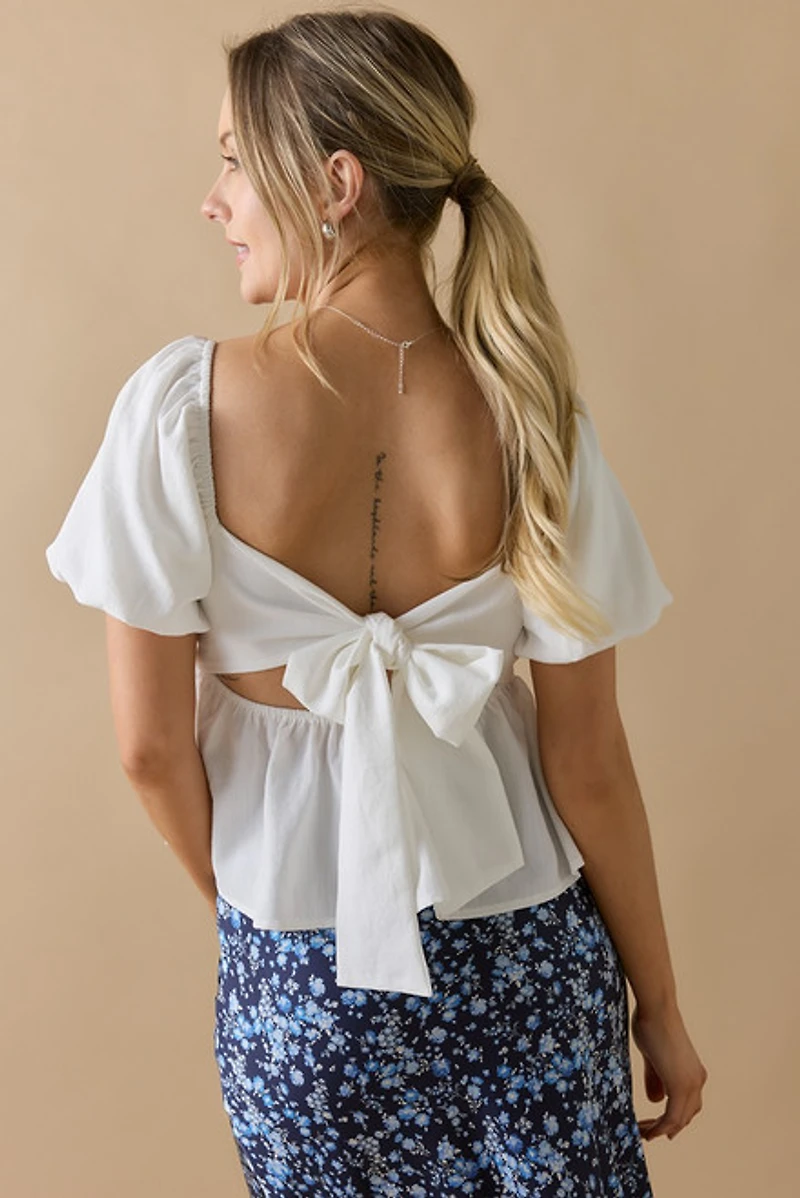 Vivian Square Neck Bow Back Blouse
