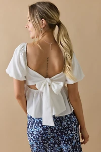 Vivian Square Neck Bow Back Blouse