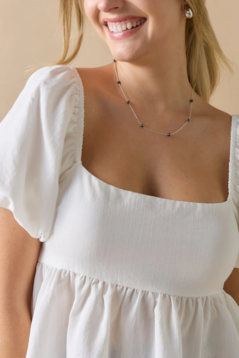 Vivian Square Neck Bow Back Blouse