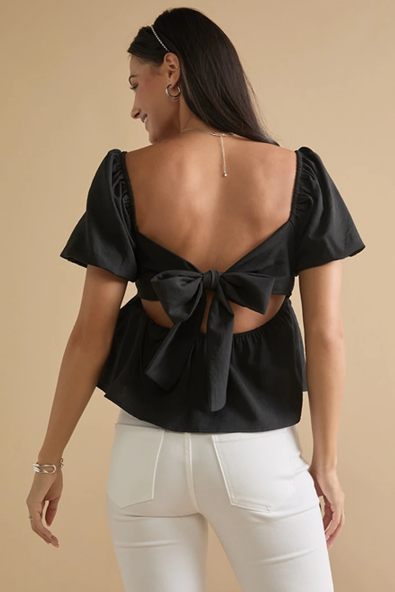 Vivian Square Neck Bow Back Blouse