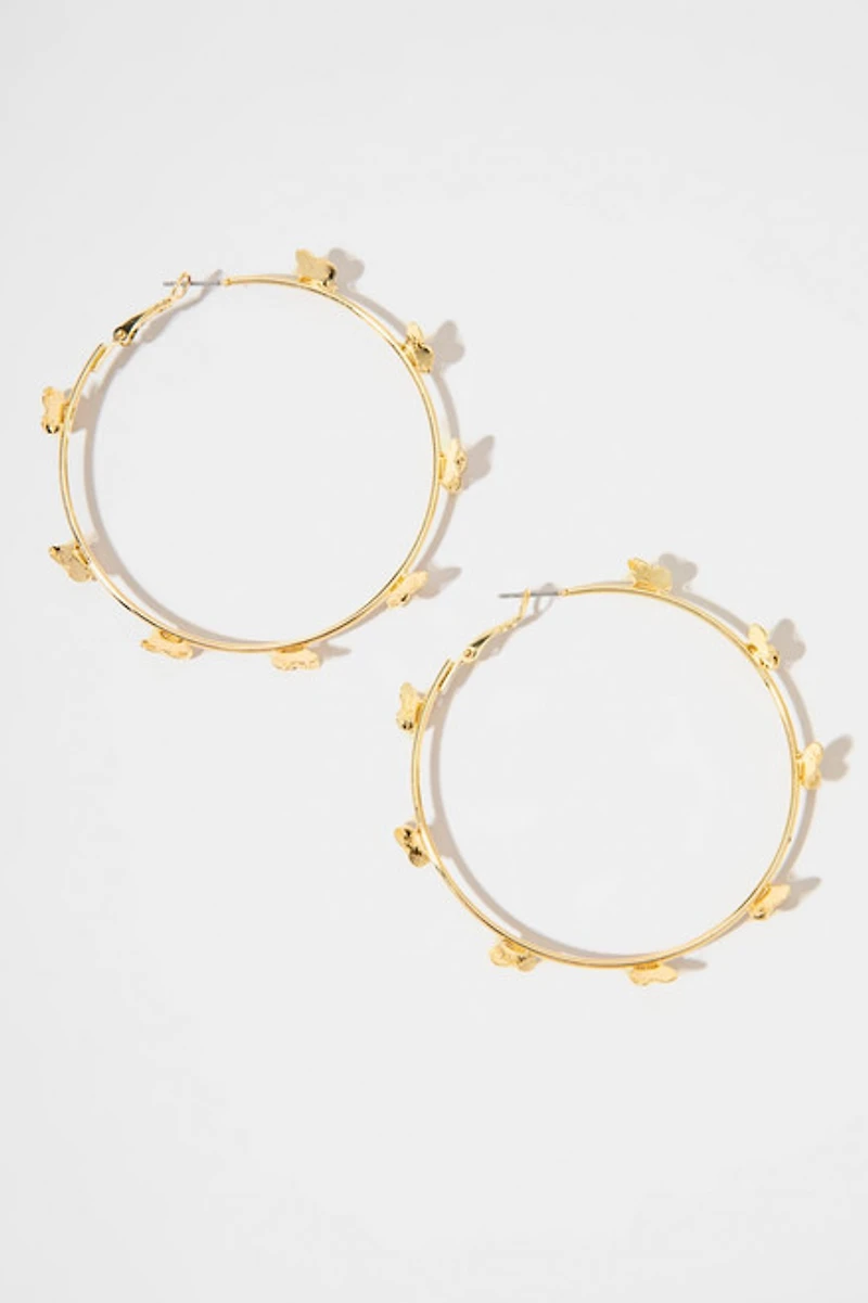 Julie Butterfly Station Golden Hoop Earrings
