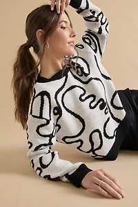 Marsha Graffiti Pattern Crewneck Pullover