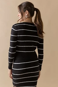 Nella Stripped Button Down Cardigan Top