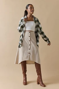 Ginny Frayed Hem Plaid Button Down Shirt