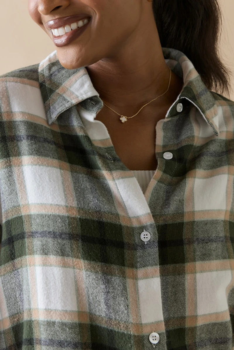Ginny Frayed Hem Plaid Button Down Shirt