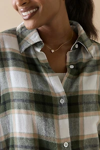 Ginny Frayed Hem Plaid Button Down Shirt