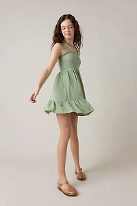 Hello Franki Katherine Gauze Green Tank Dress for girls