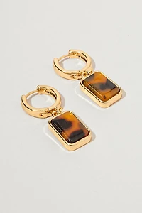 Cecelia Tort Charm On Huggie Hoop Earrings