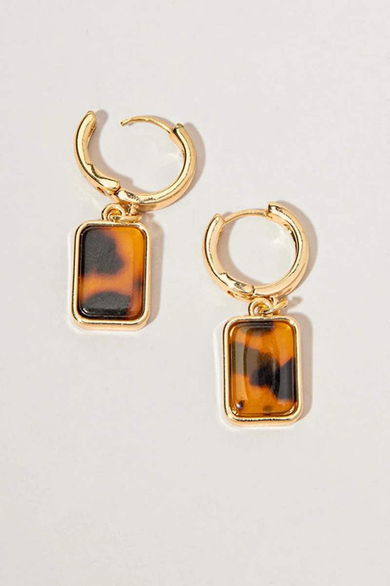 Cecelia Tort Charm On Huggie Hoop Earrings
