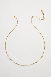Sally Half Faceted Glass Gold Chain Necklace