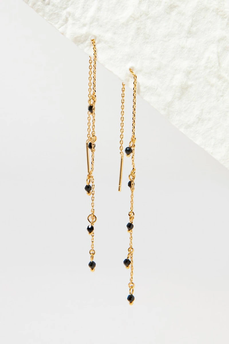 Tonya Dainty Beads On Gold Chain Drop Earrings