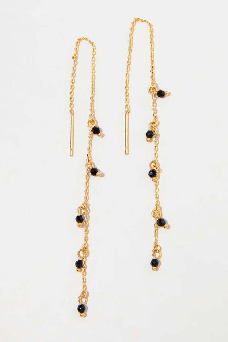 Tonya Dainty Beads On Gold Chain Drop Earrings
