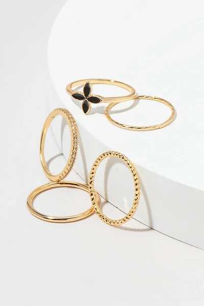 Tabitha Glass Flower Clover Ring Set