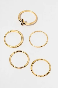 Tabitha Glass Flower Clover Ring Set