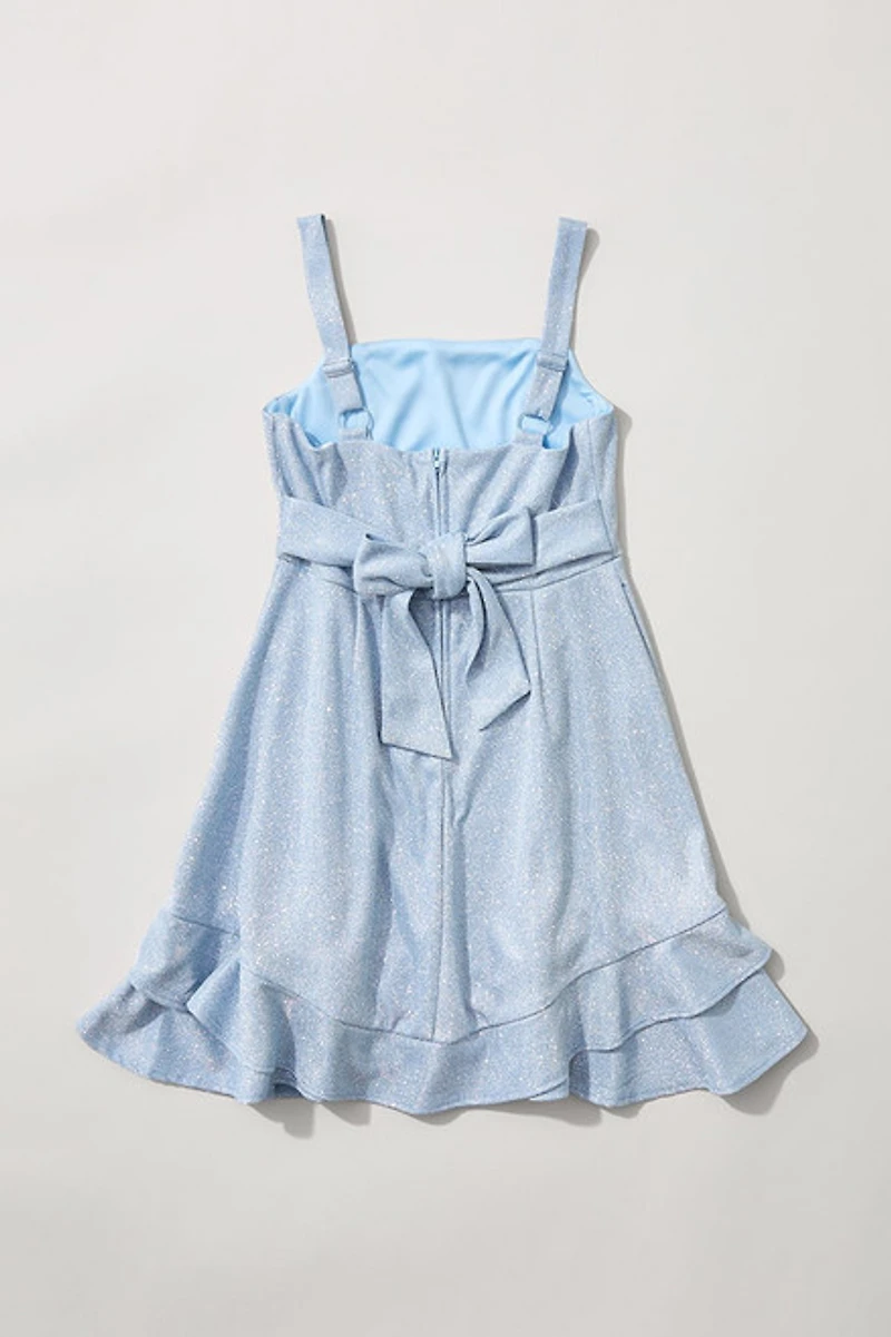 Hello Franki Sleeveless Shimmer Bow Back Dress for girls