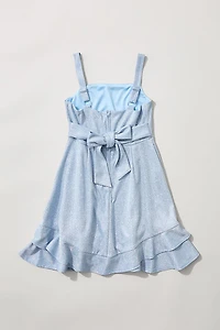 Hello Franki Sleeveless Shimmer Bow Back Dress for girls
