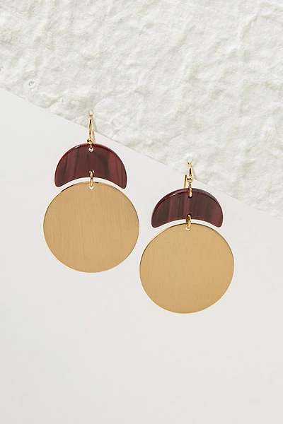 Gale Circle And Resin Half Moon Drop Earrings
