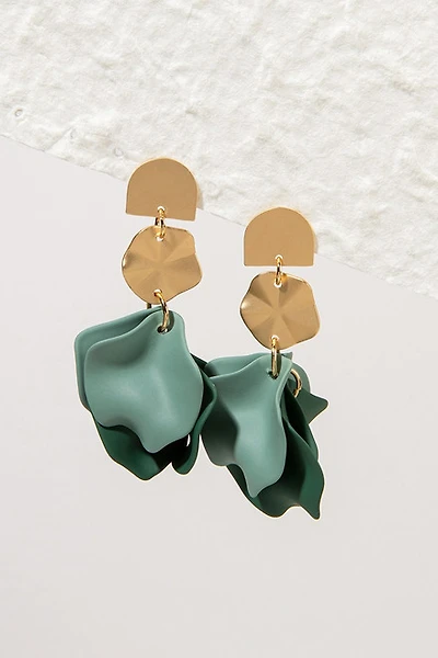 Carol Two Tone Epoxy Petal Drop Earrings