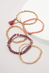 Alicia Mixed Beaded Tassel Bracelet Set