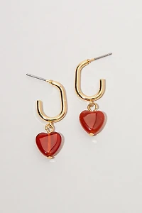 Melanie Bead Heart On Charm Earrings