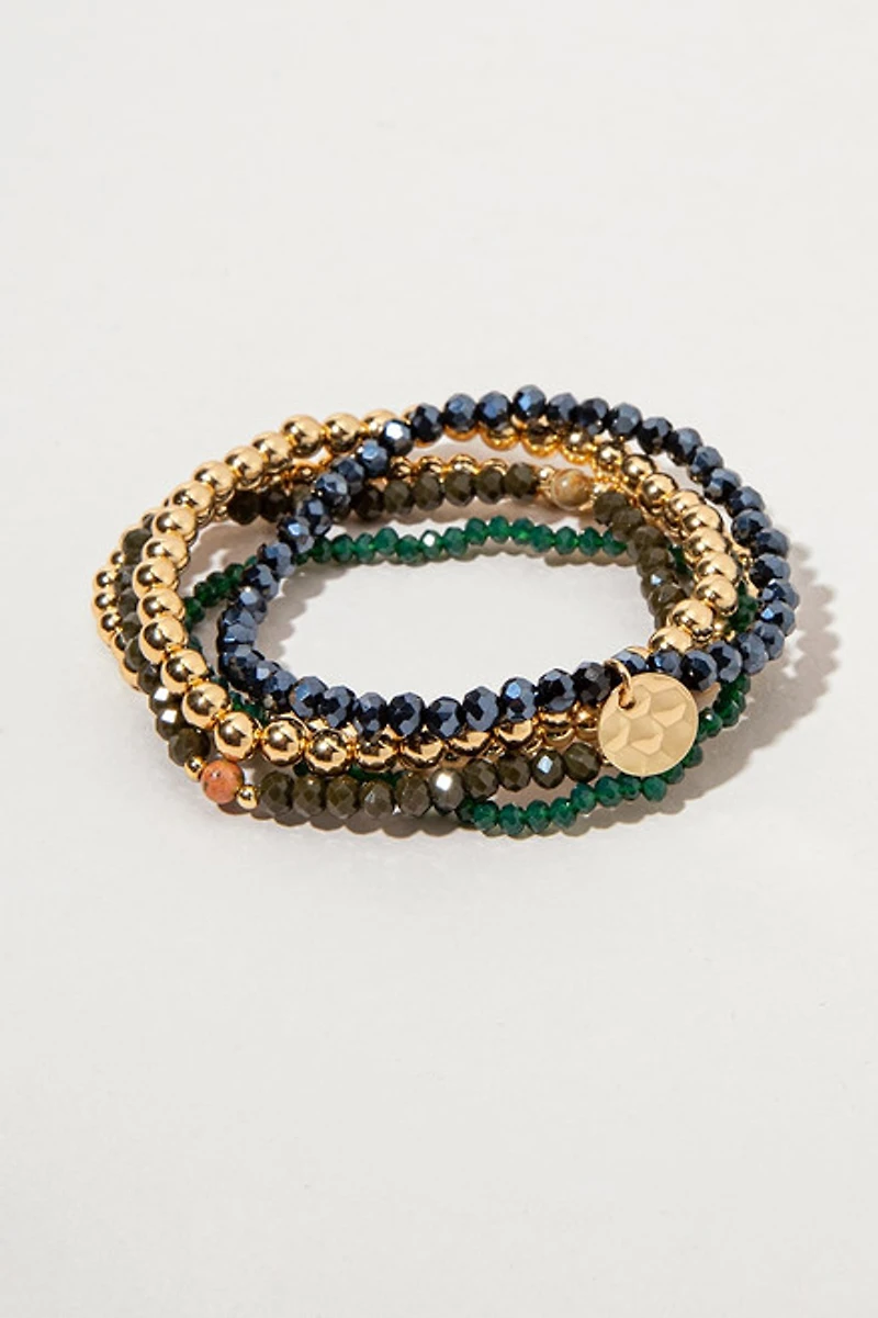 Edna Glass Coin Beaded Bracelet Set
