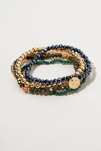 Edna Glass Coin Beaded Bracelet Set