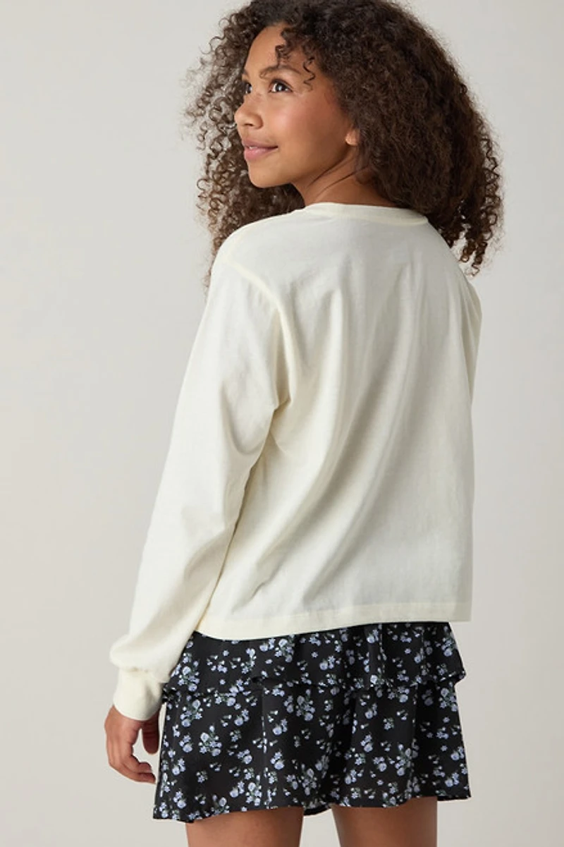 Hello Franki Angel Wing Long Sleeve Crop T for Girls