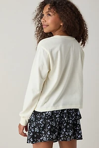 Hello Franki Angel Wing Long Sleeve Crop T for Girls