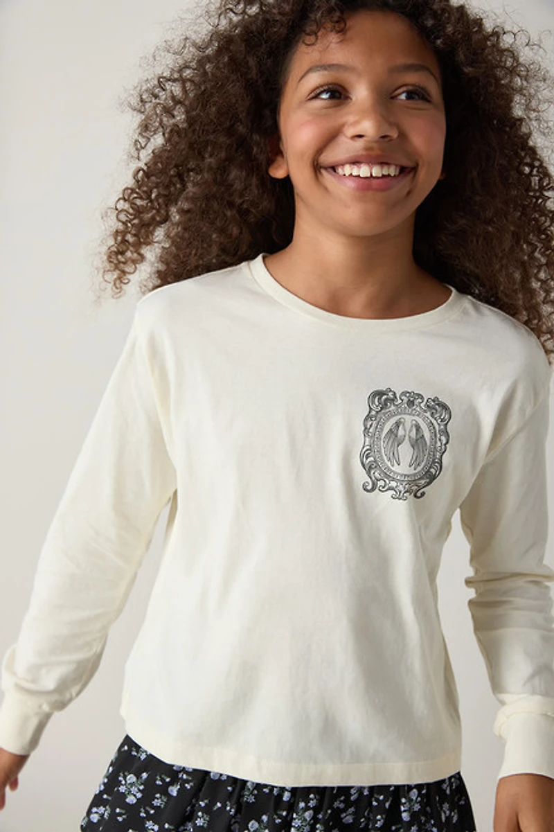 Hello Franki Angel Wing Long Sleeve Crop T for Girls