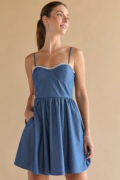 Sandy Pearl Corset Fit And Flare Mini Dress