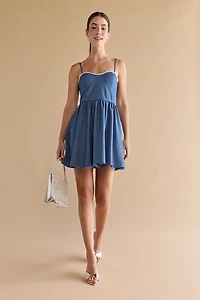 Sandy Pearl Corset Fit And Flare Mini Dress