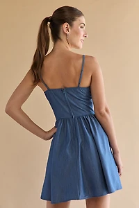 Sandy Pearl Corset Fit And Flare Mini Dress