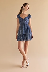 Lana Flutter Sleeve Shimmer Mini Dress