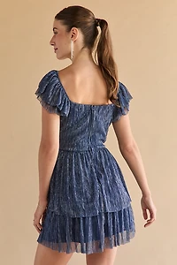 Lana Flutter Sleeve Shimmer Mini Dress