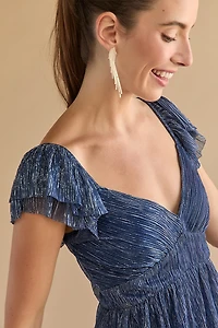 Lana Flutter Sleeve Shimmer Mini Dress