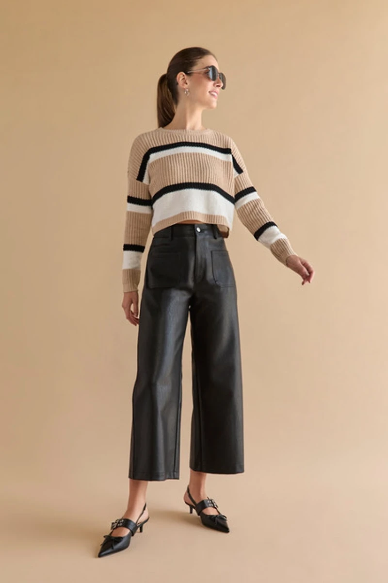Janelle Crewneck Stich Cropped Pullover