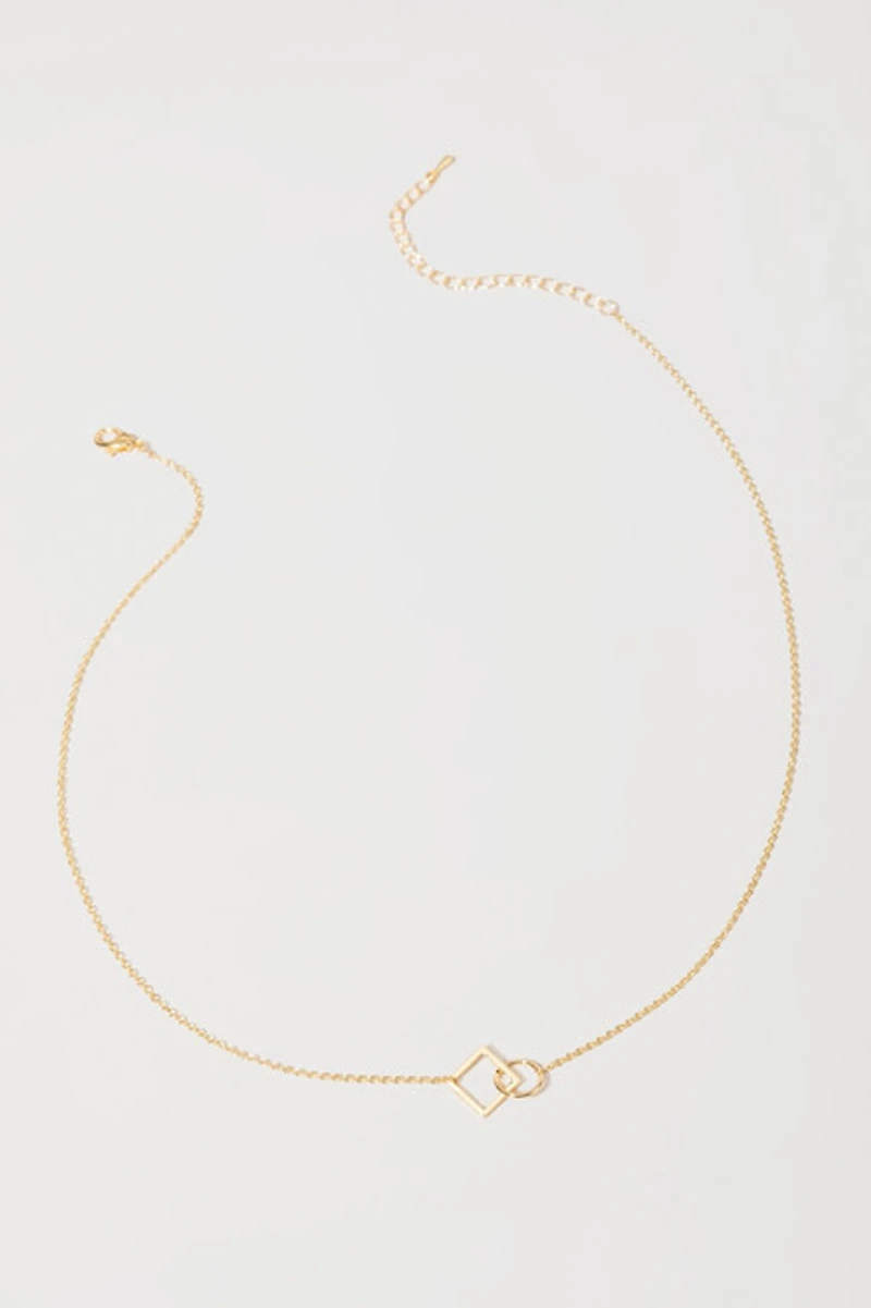 Rosetta Geometric Outline Pendant Necklace