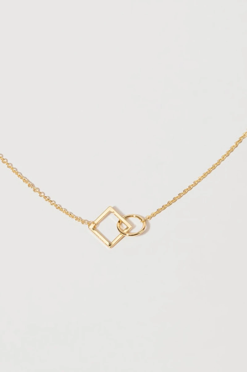 Rosetta Geometric Outline Pendant Necklace