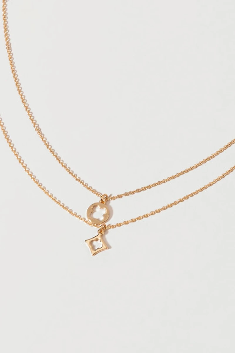 Adrienne Double Crystal Clover Pendant Necklace