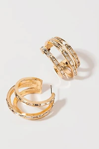 Molly Crystal Baguette Lined Hoop Earrings