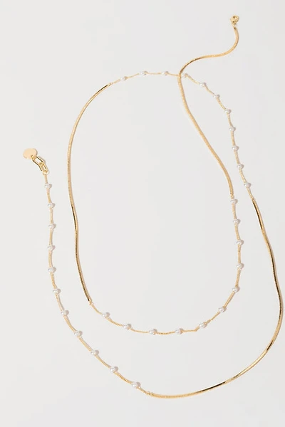 Rebecca Pearl Station Snake Chain Necklace