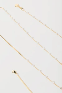 Rebecca Pearl Station Snake Chain Necklace