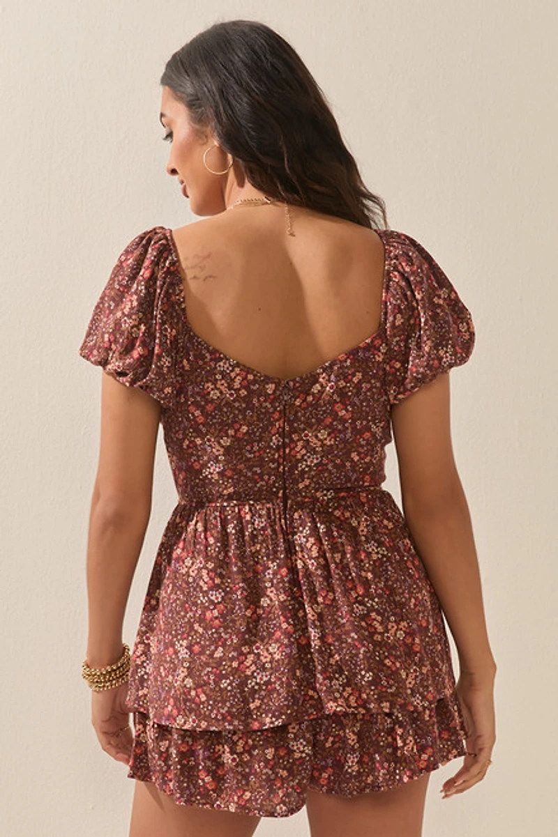 Kristie Floral Lace Up Romper