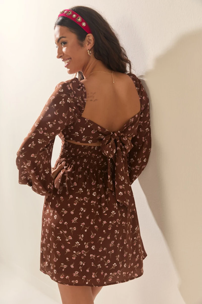 Donna Floral Bow Back Mini Dress