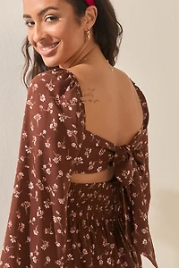 Donna Floral Bow Back Mini Dress